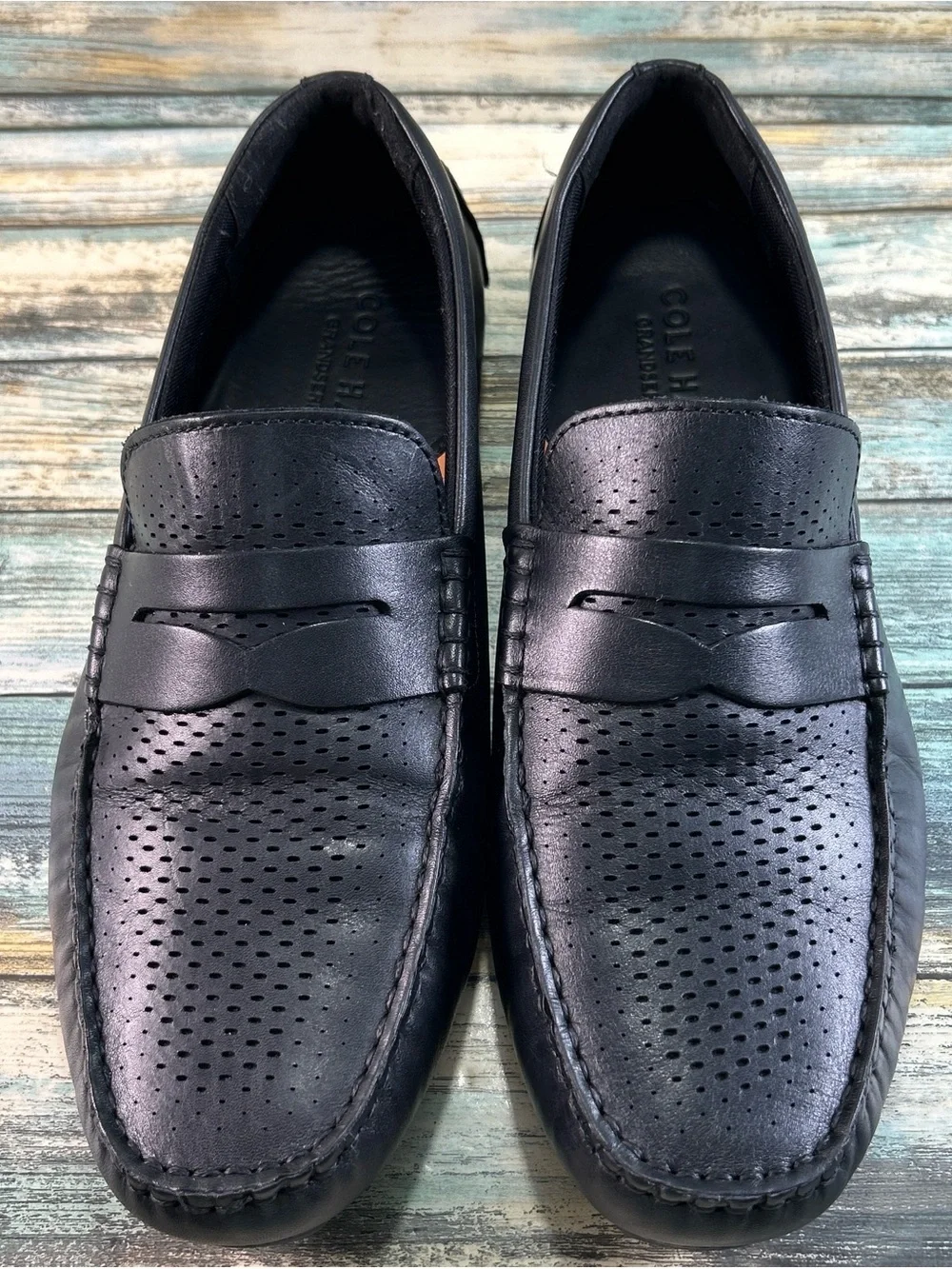 Cole Haan Grand Laser Penny Driving Loafer Mens Size 10.5M Black Leather
